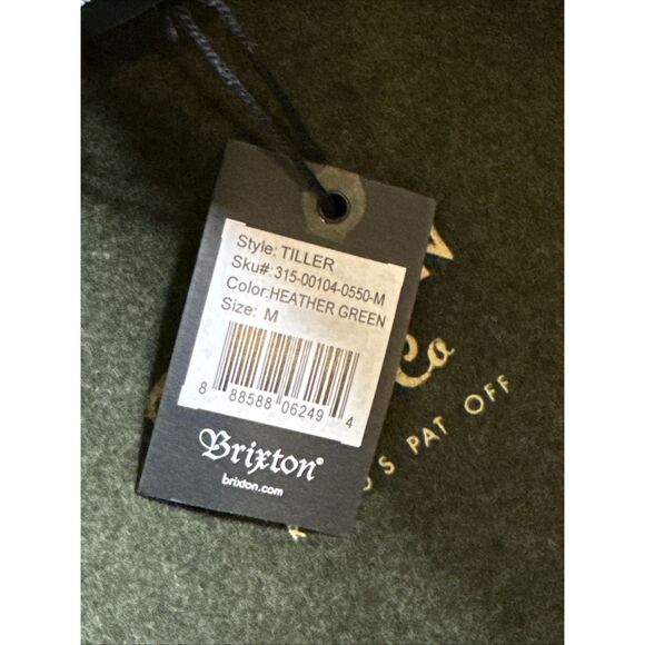 Brixton Tiller Hat Size 7 1/4 M 100% Wool Felt Medium Dark Green New NWT - Picture 5 of 8